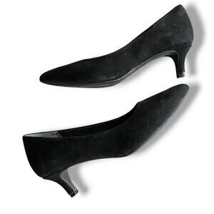 Rockport Kalila Pointed Toe Kitten Heel Pumps Shoes Fit Sz 6 Black Suede Comfort